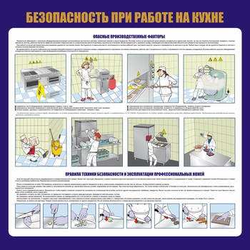 С154 Общепит. Безопасность при работе на кухне (1000х1000 мм) - Стенды - Тематические стенды - Магазин охраны труда ИЗО Стиль